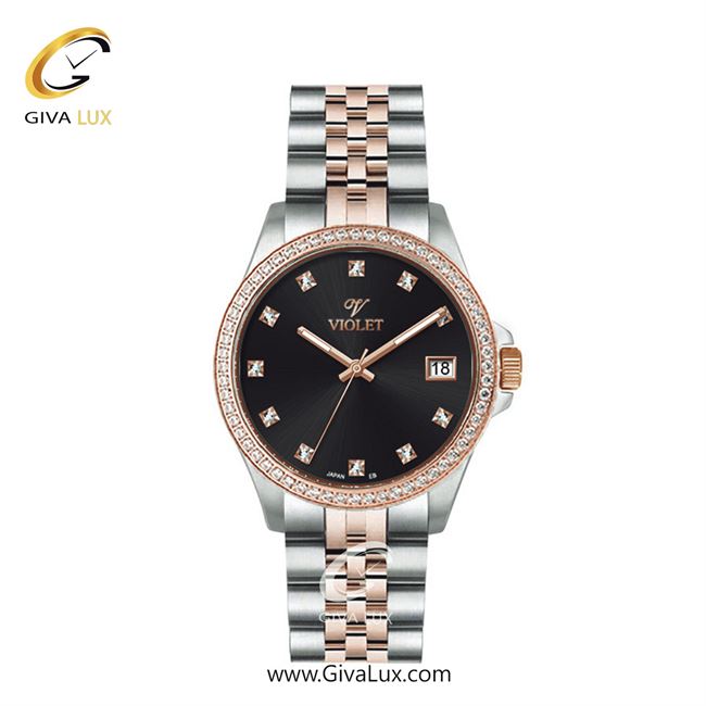 ساعت مچی اورجینال زنانه ویولت VIOLET رزگلد-نقره ای | رزگلد-نقره ای| مشکی| کد رفرنس 0641/2 سایز کوچک